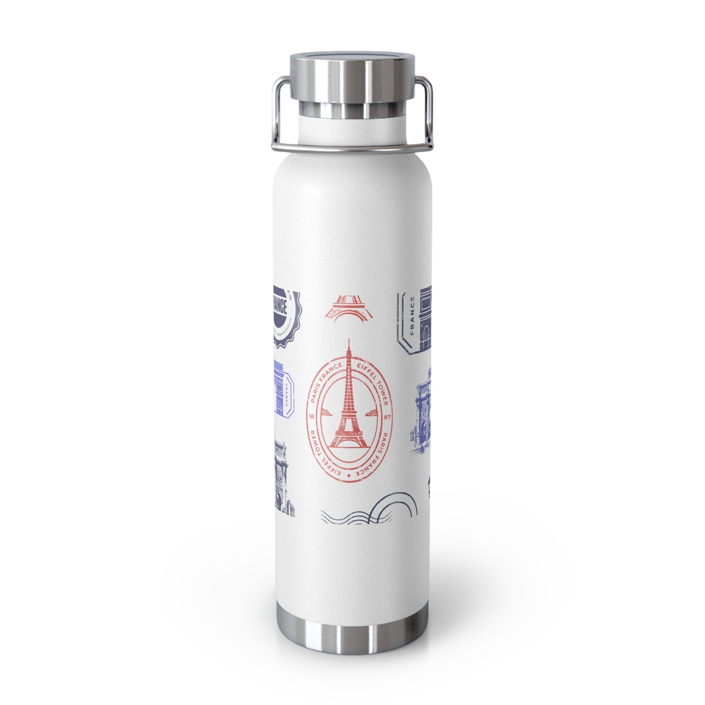 Insulated Bottle - Travel to Paris Passport Stamped, 22oz