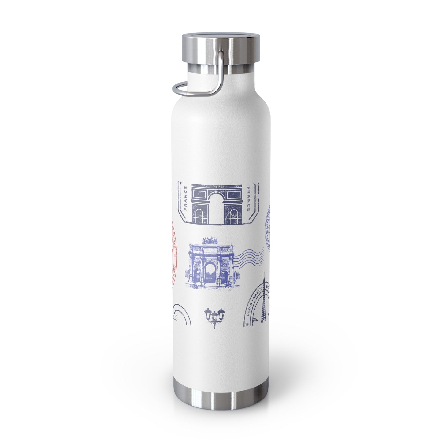 Insulated Bottle - Travel to Paris Passport Stamped, 22oz