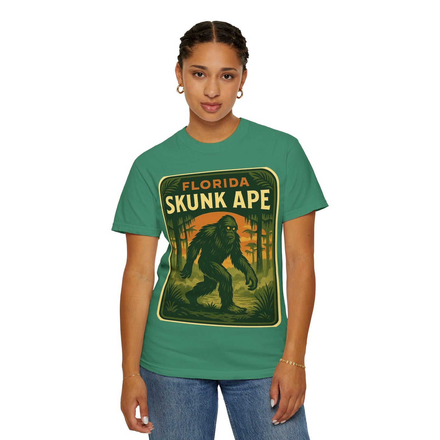Florida Skunk Ape T-Shirt | Unisex Garment-Dyed Tee, Nature Lovers Gift, Unique Florida Souvenir, Outdoor Adventure Shirt, Fun Vintage [...]