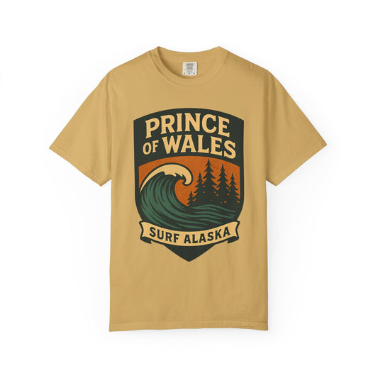 Prince of Wales Alaska Surf T-Shirt | Cold-Water Surf Scene Graphic Tee | Eco-Friendly Unisex Shirt