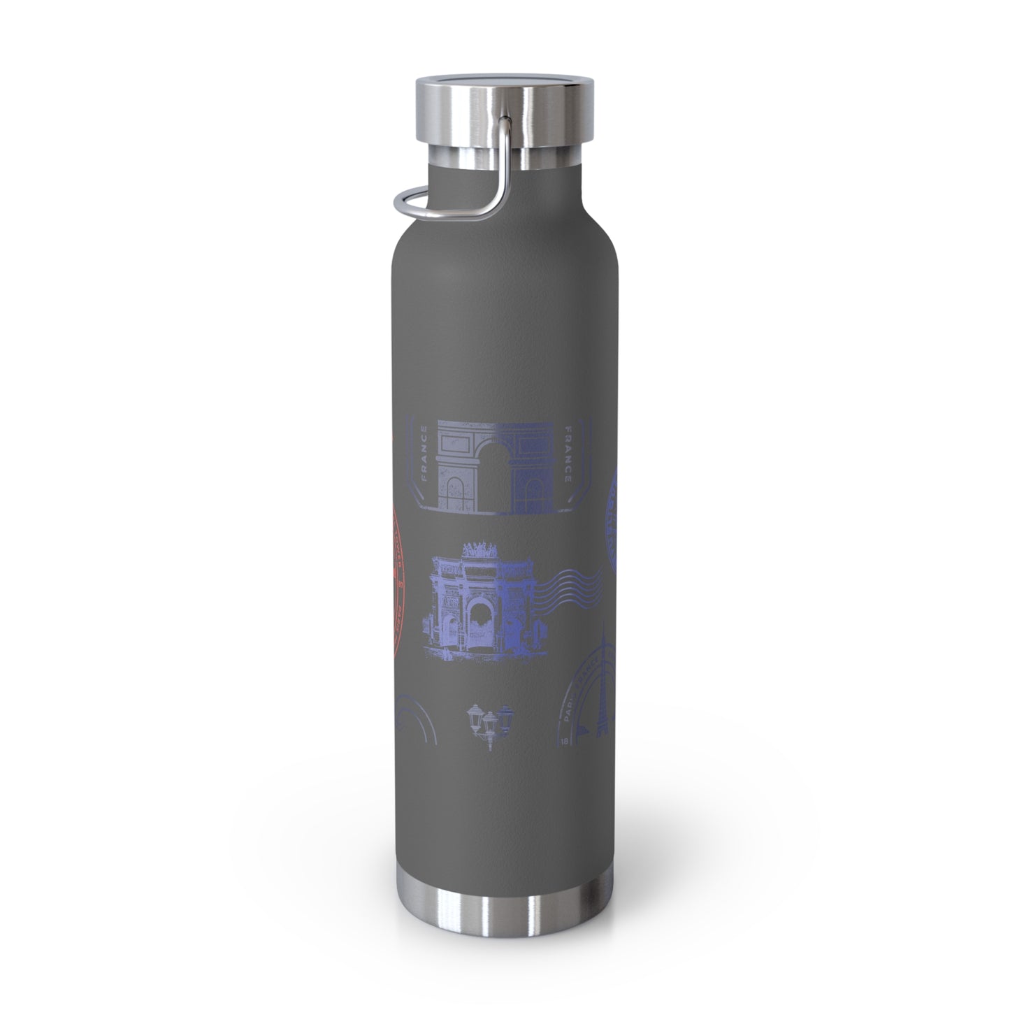 Insulated Bottle - Travel to Paris Passport Stamped, 22oz