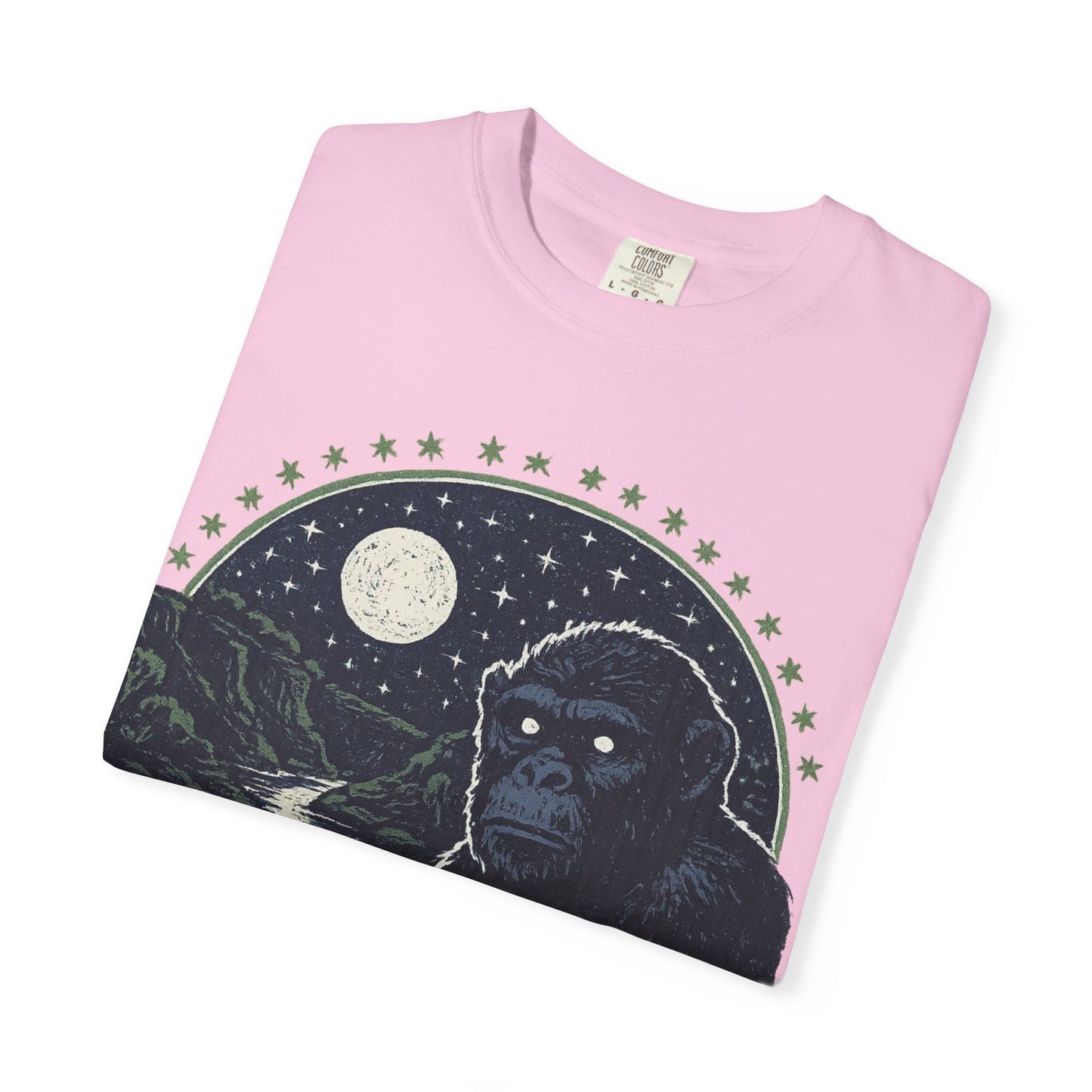 Night Watcher T-Shirt, Unisex Garment-Dyed Tee, Gorilla Graphic Shirt, Adventure Apparel, Casual Wear, Gift for Nature Lovers