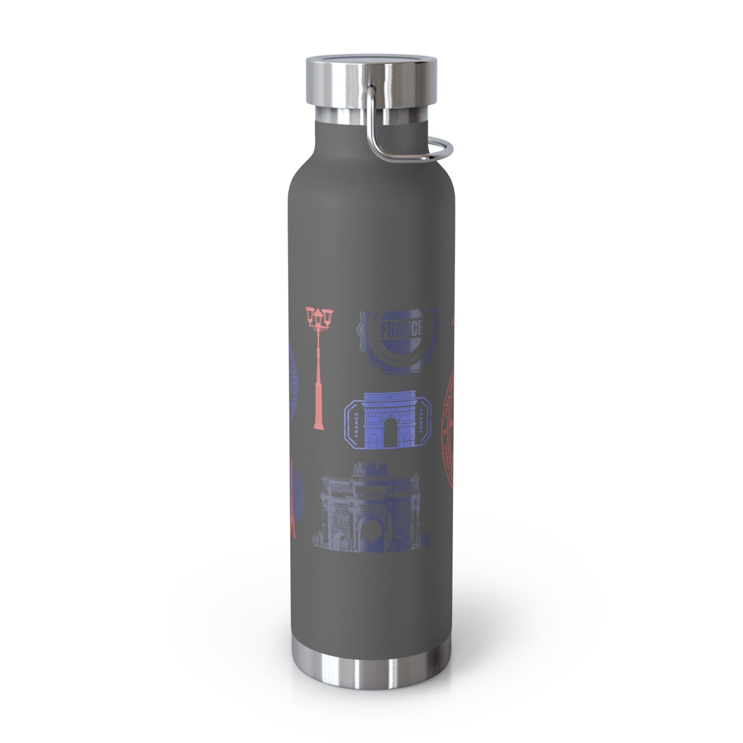 Insulated Bottle - Travel to Paris Passport Stamped, 22oz