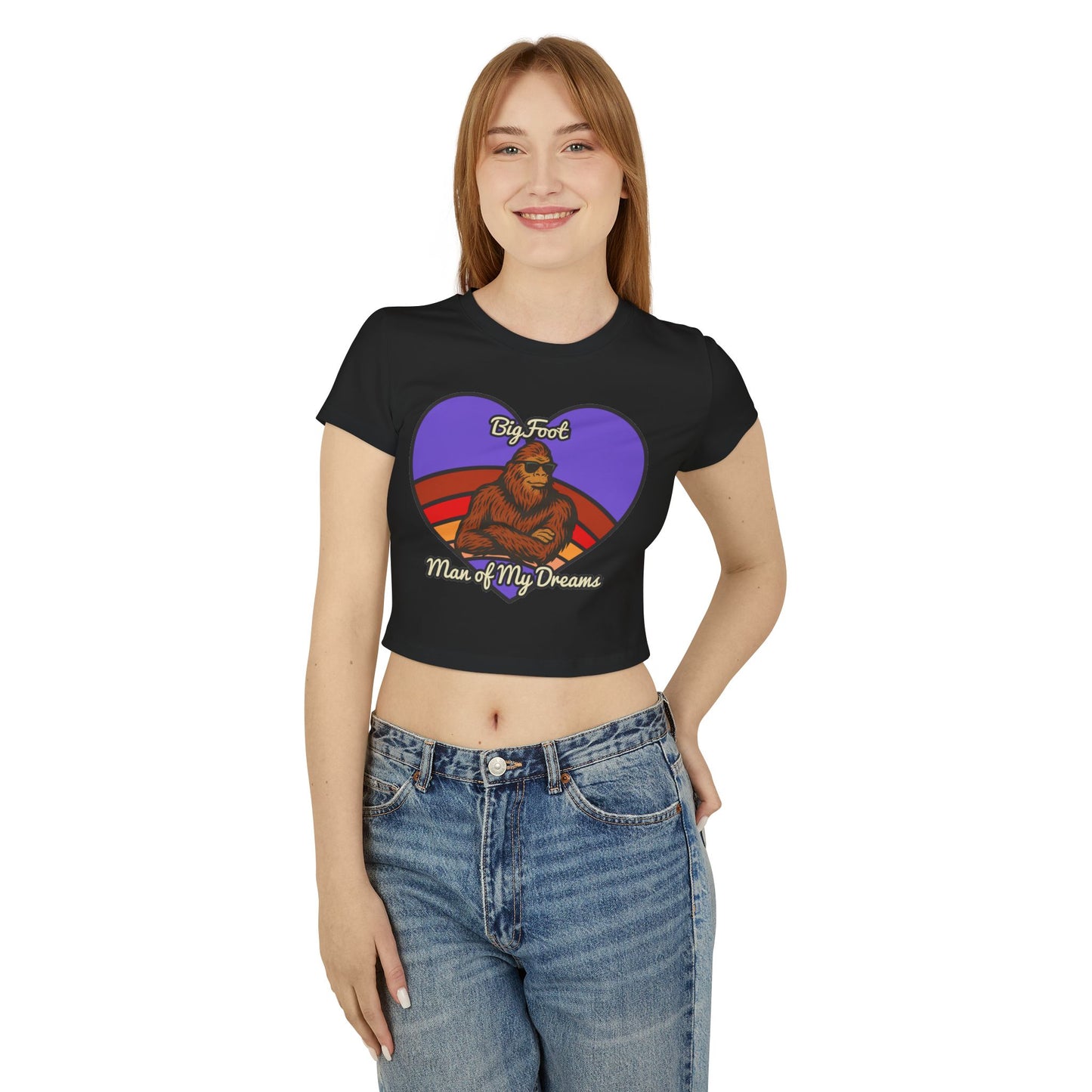 Bigfoot Lover Women's Baby Tee - Retro Bigfoot Design, Gift for Outdoorsy People, Cute Summer Top, Funny Gift for Nature Lovers, [...]