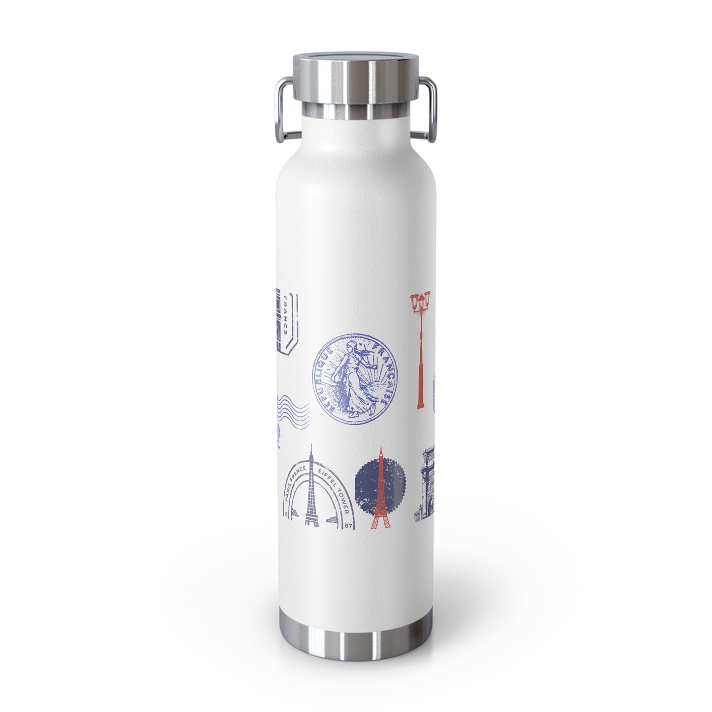Insulated Bottle - Travel to Paris Passport Stamped, 22oz