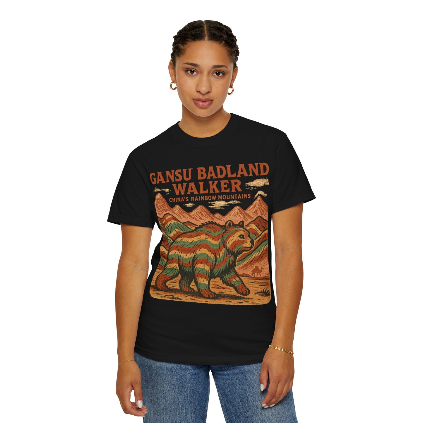 Gansu Badland Walker T-Shirt | Adventure Graphic Tee | Nature Lover Gift | Unisex Casual Wear | Outdoor Enthusiast Apparel