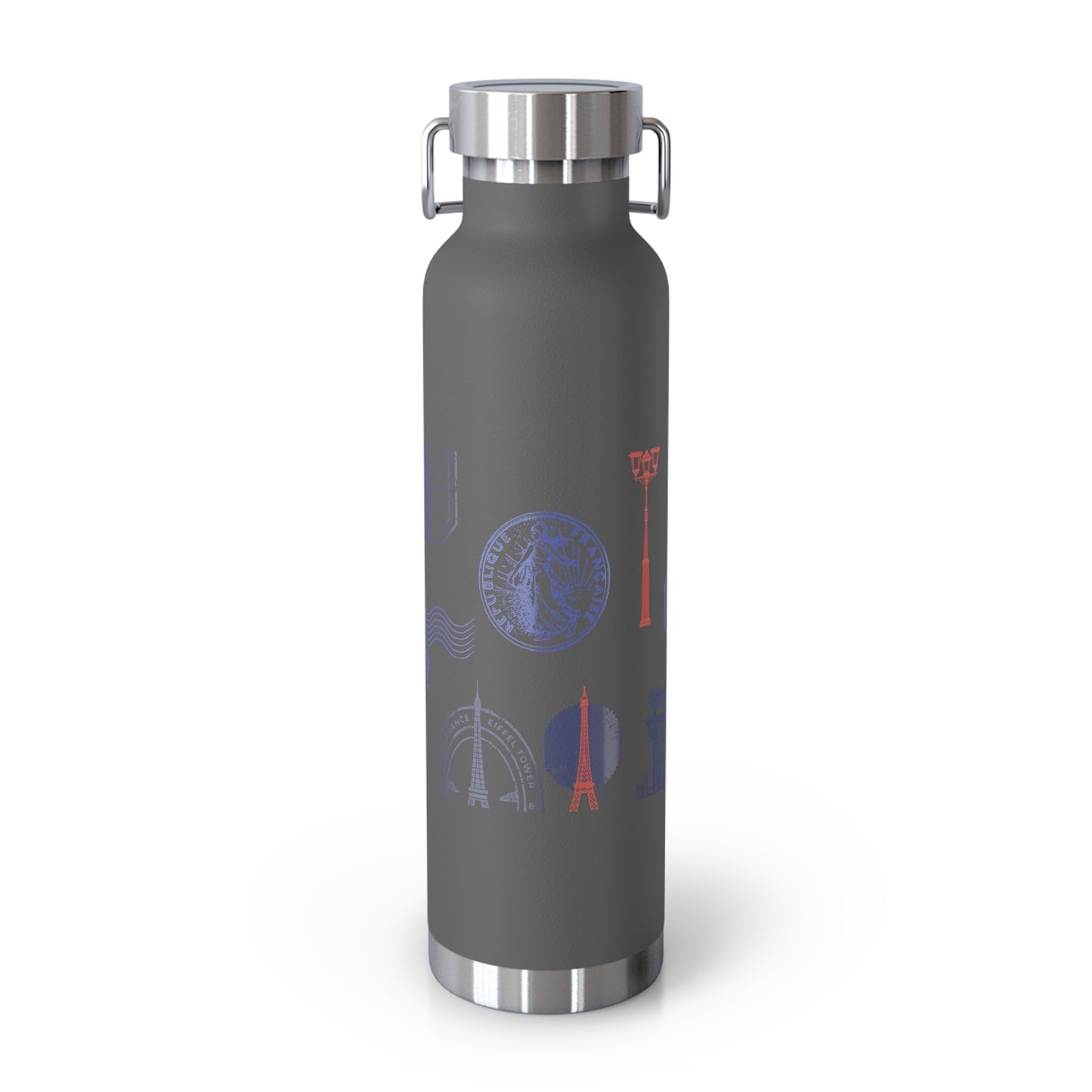 Insulated Bottle - Travel to Paris Passport Stamped, 22oz