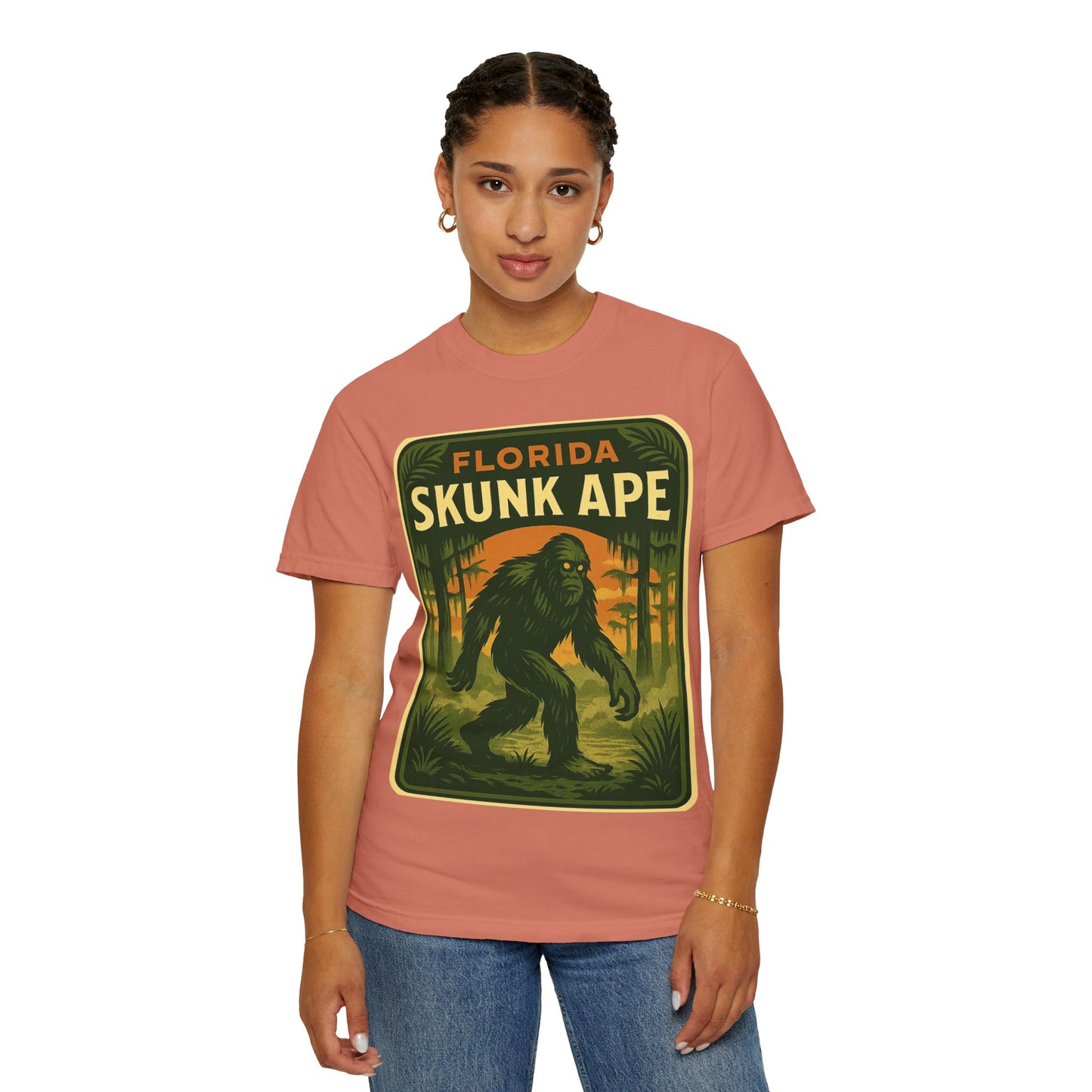 Florida Skunk Ape T-Shirt | Unisex Garment-Dyed Tee, Nature Lovers Gift, Unique Florida Souvenir, Outdoor Adventure Shirt, Fun Vintage [...]