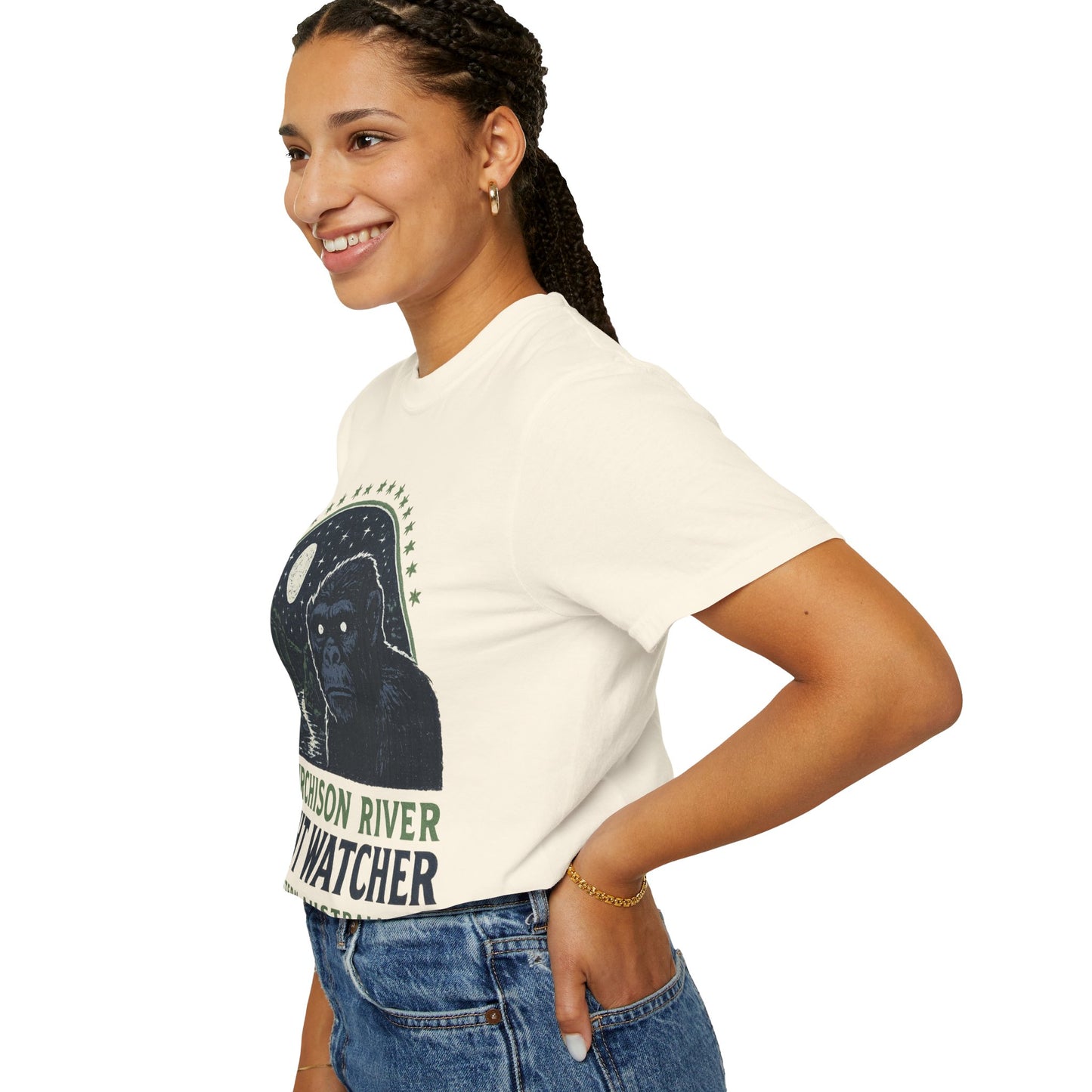 Night Watcher T-Shirt, Unisex Garment-Dyed Tee, Gorilla Graphic Shirt, Adventure Apparel, Casual Wear, Gift for Nature Lovers