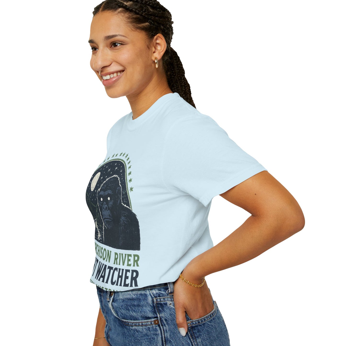 Night Watcher T-Shirt, Unisex Garment-Dyed Tee, Gorilla Graphic Shirt, Adventure Apparel, Casual Wear, Gift for Nature Lovers