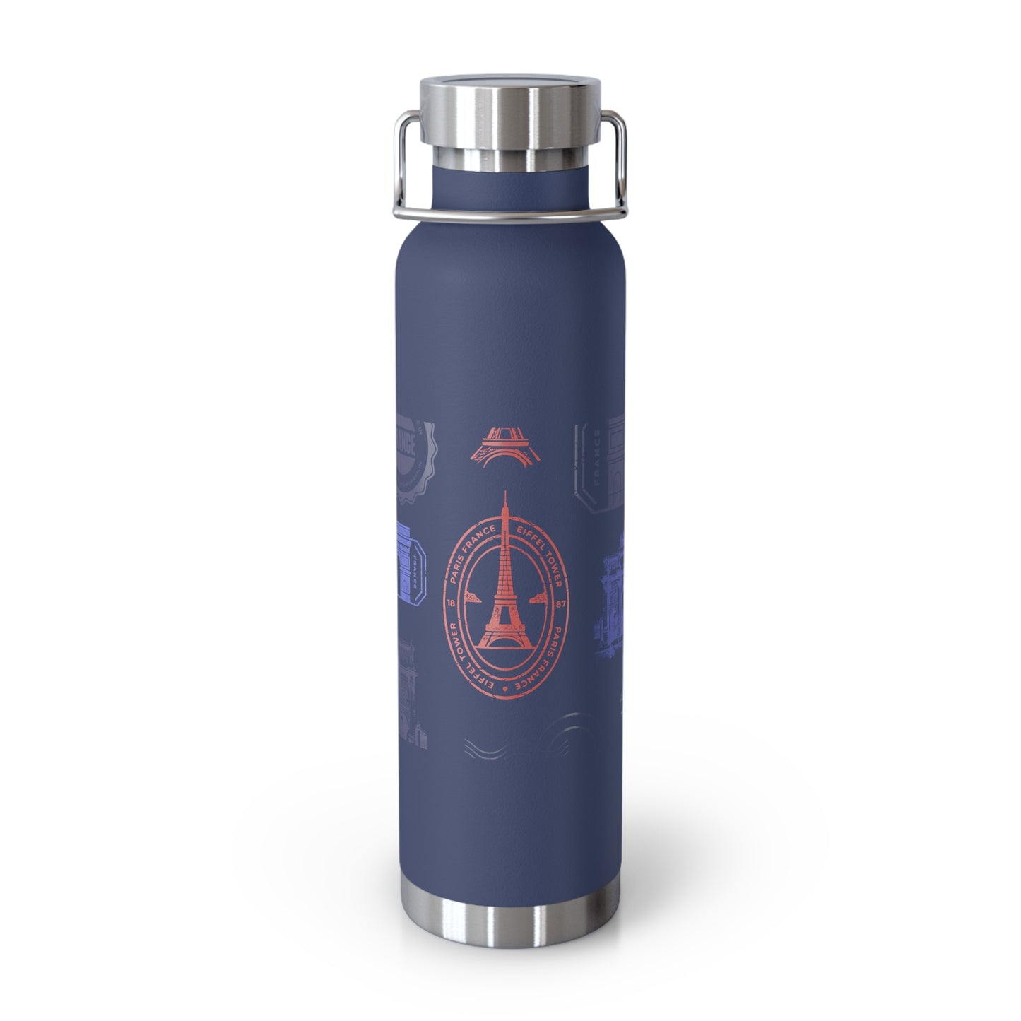 Insulated Bottle - Travel to Paris Passport Stamped, 22oz