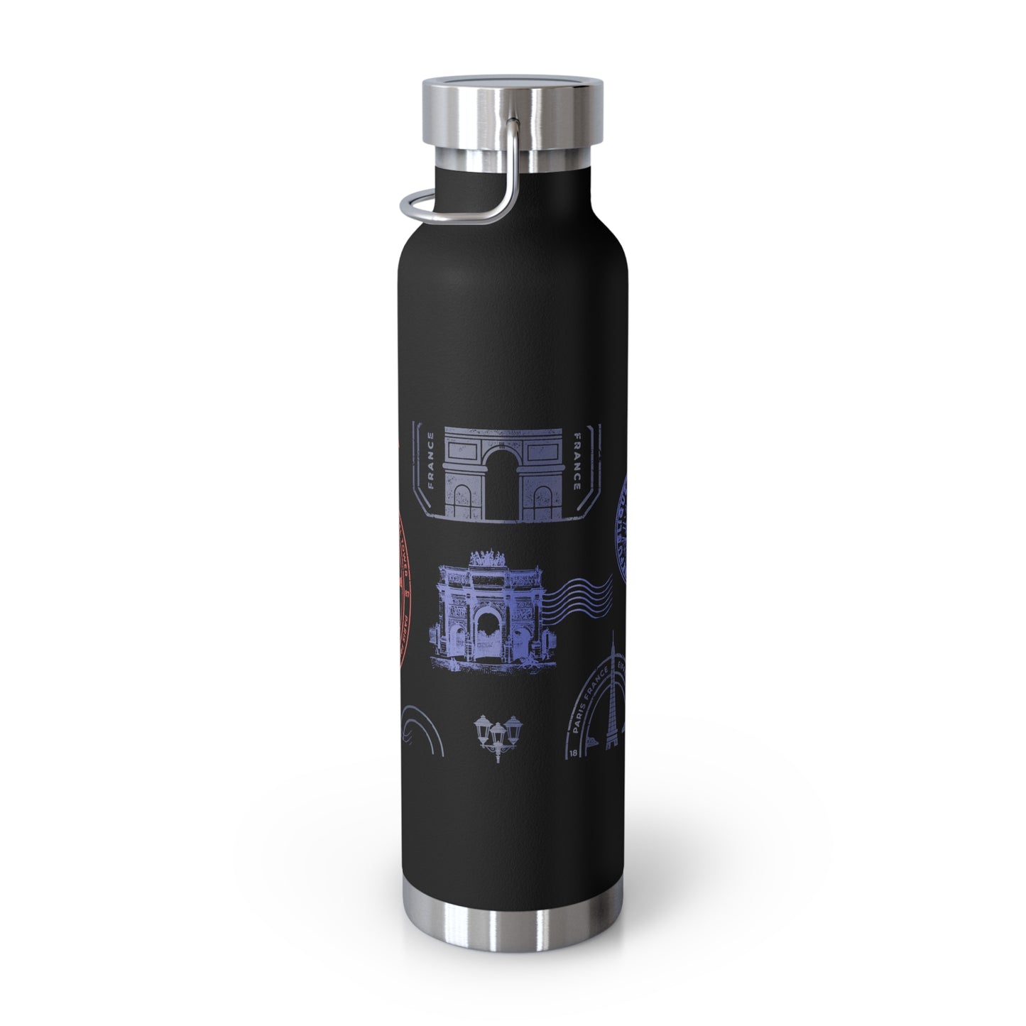 Insulated Bottle - Travel to Paris Passport Stamped, 22oz