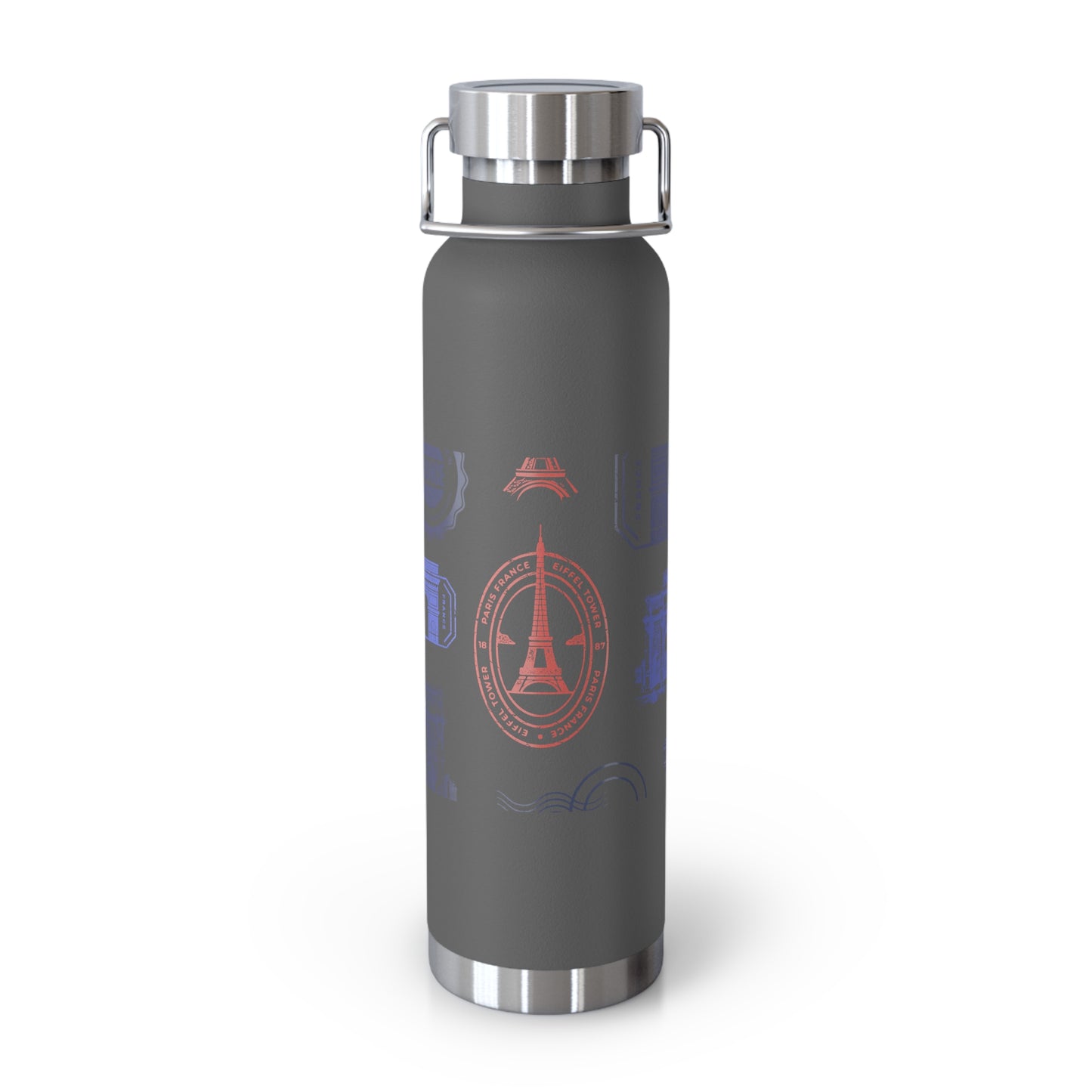 Insulated Bottle - Travel to Paris Passport Stamped, 22oz