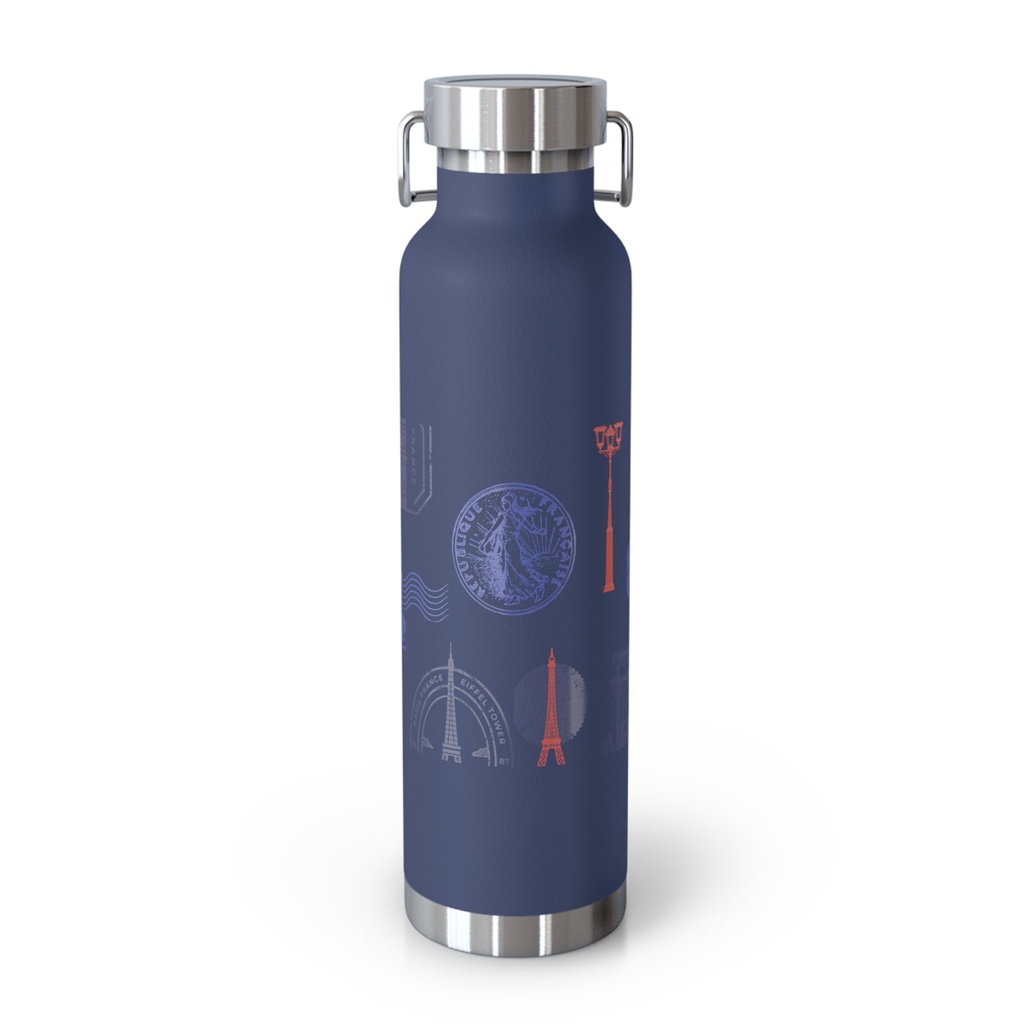 Insulated Bottle - Travel to Paris Passport Stamped, 22oz