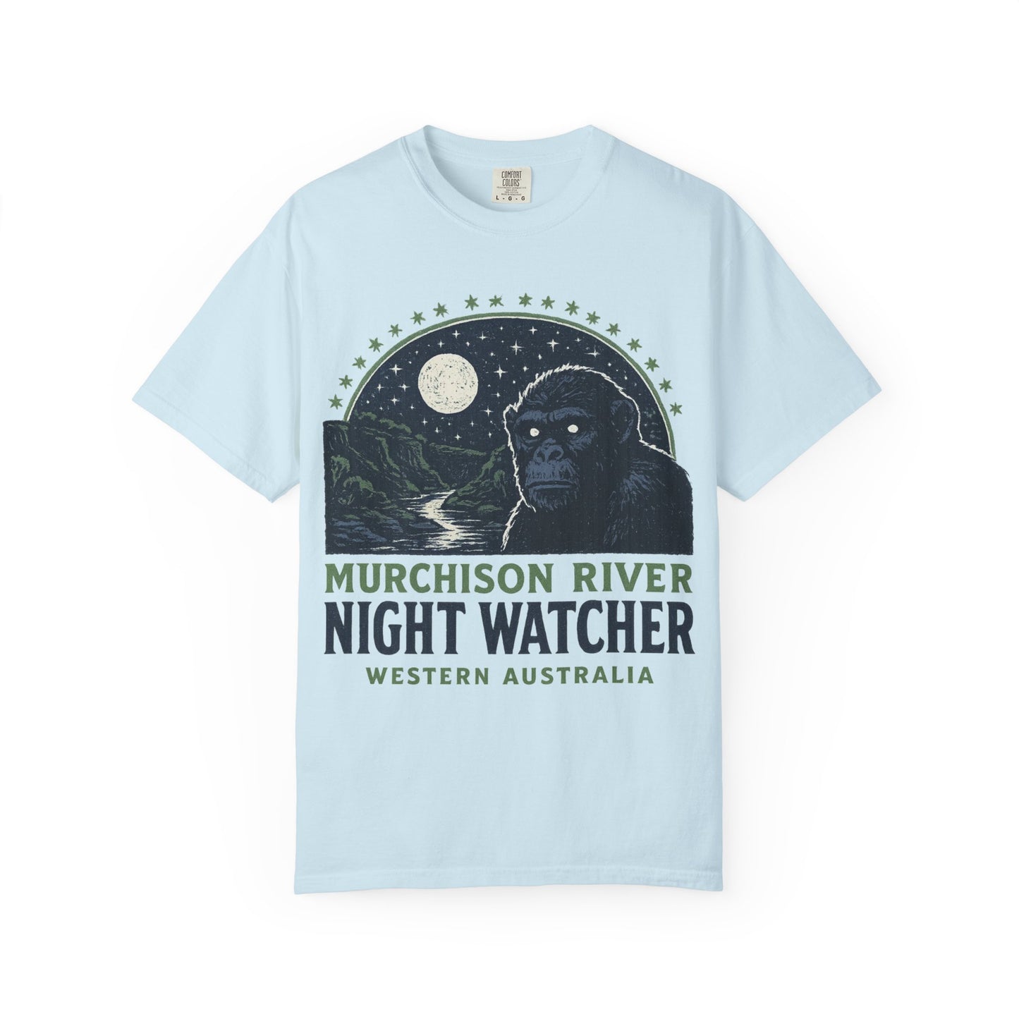 Night Watcher T-Shirt, Unisex Garment-Dyed Tee, Gorilla Graphic Shirt, Adventure Apparel, Casual Wear, Gift for Nature Lovers