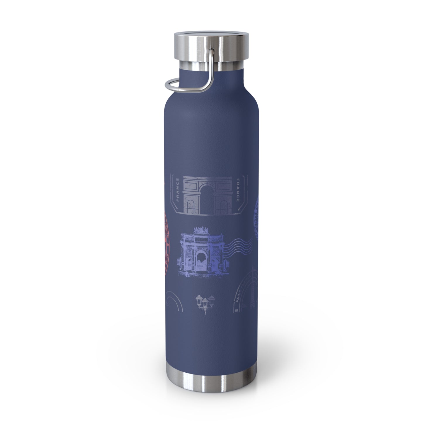 Insulated Bottle - Travel to Paris Passport Stamped, 22oz