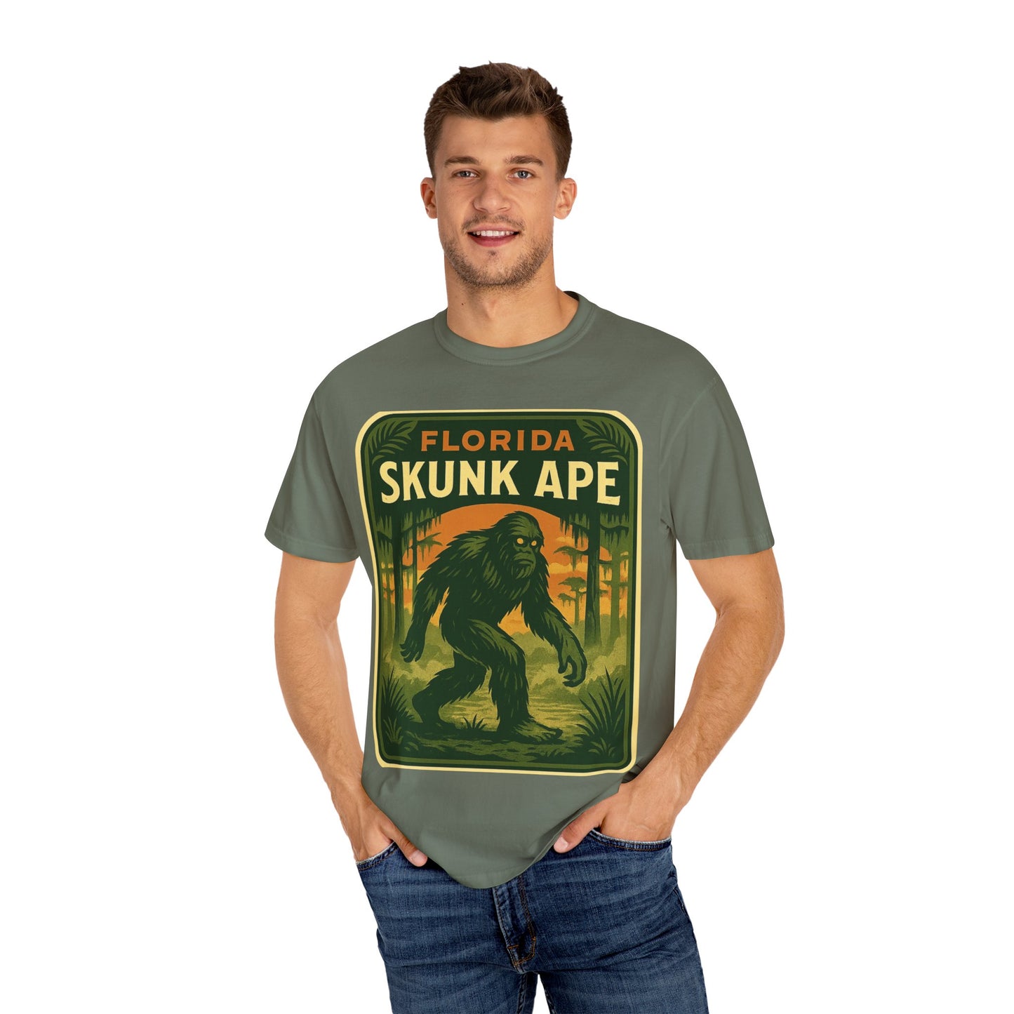 Florida Skunk Ape T-Shirt | Unisex Garment-Dyed Tee, Nature Lovers Gift, Unique Florida Souvenir, Outdoor Adventure Shirt, Fun Vintage [...]