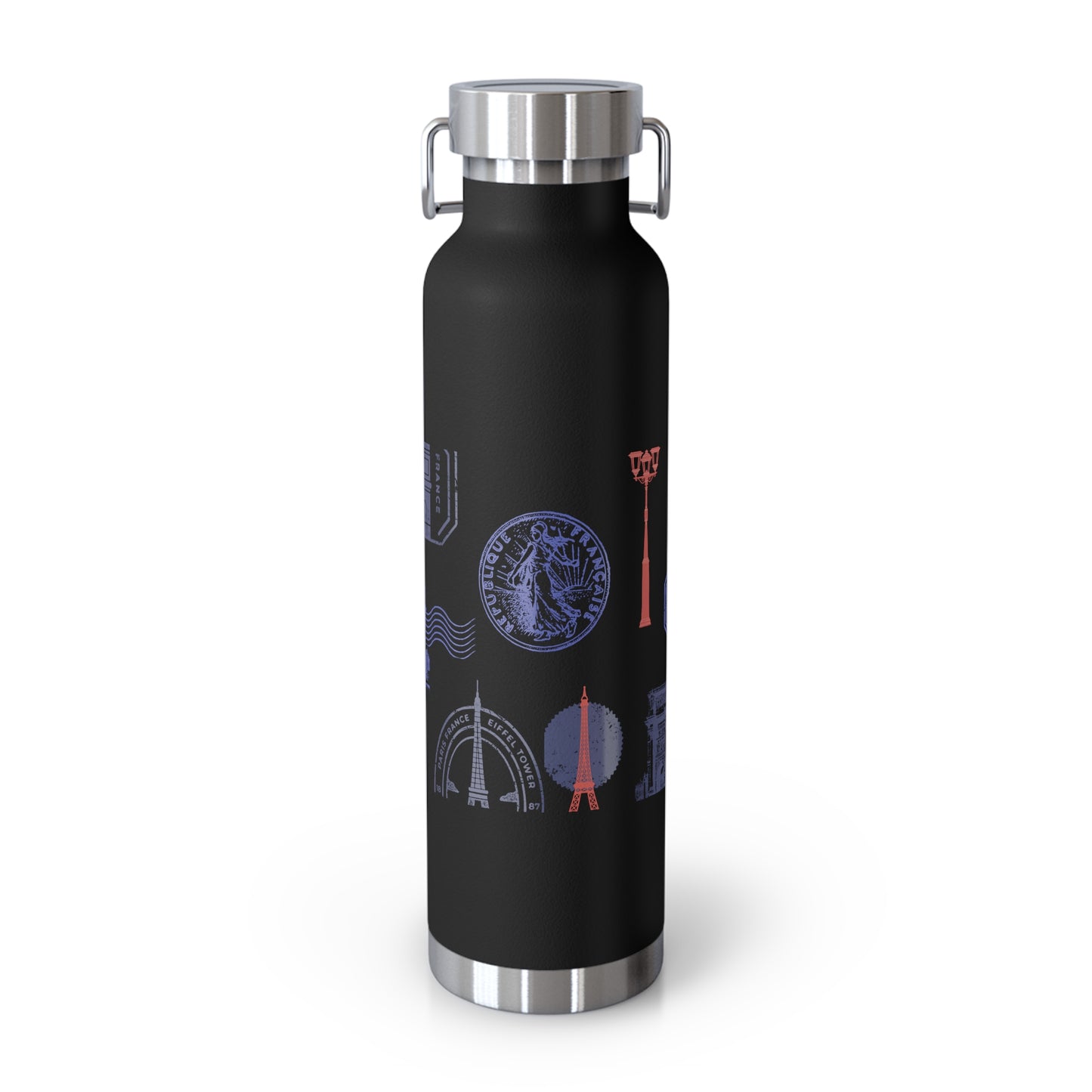 Insulated Bottle - Travel to Paris Passport Stamped, 22oz