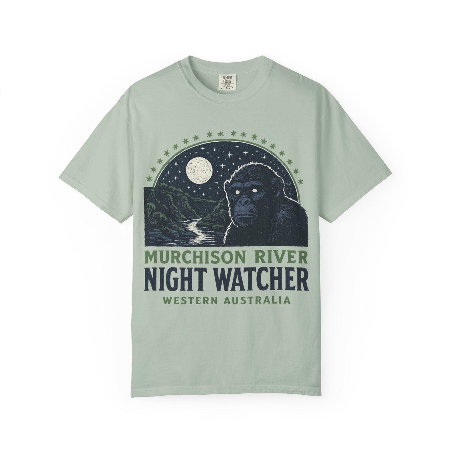 Night Watcher T-Shirt, Unisex Garment-Dyed Tee, Gorilla Graphic Shirt, Adventure Apparel, Casual Wear, Gift for Nature Lovers