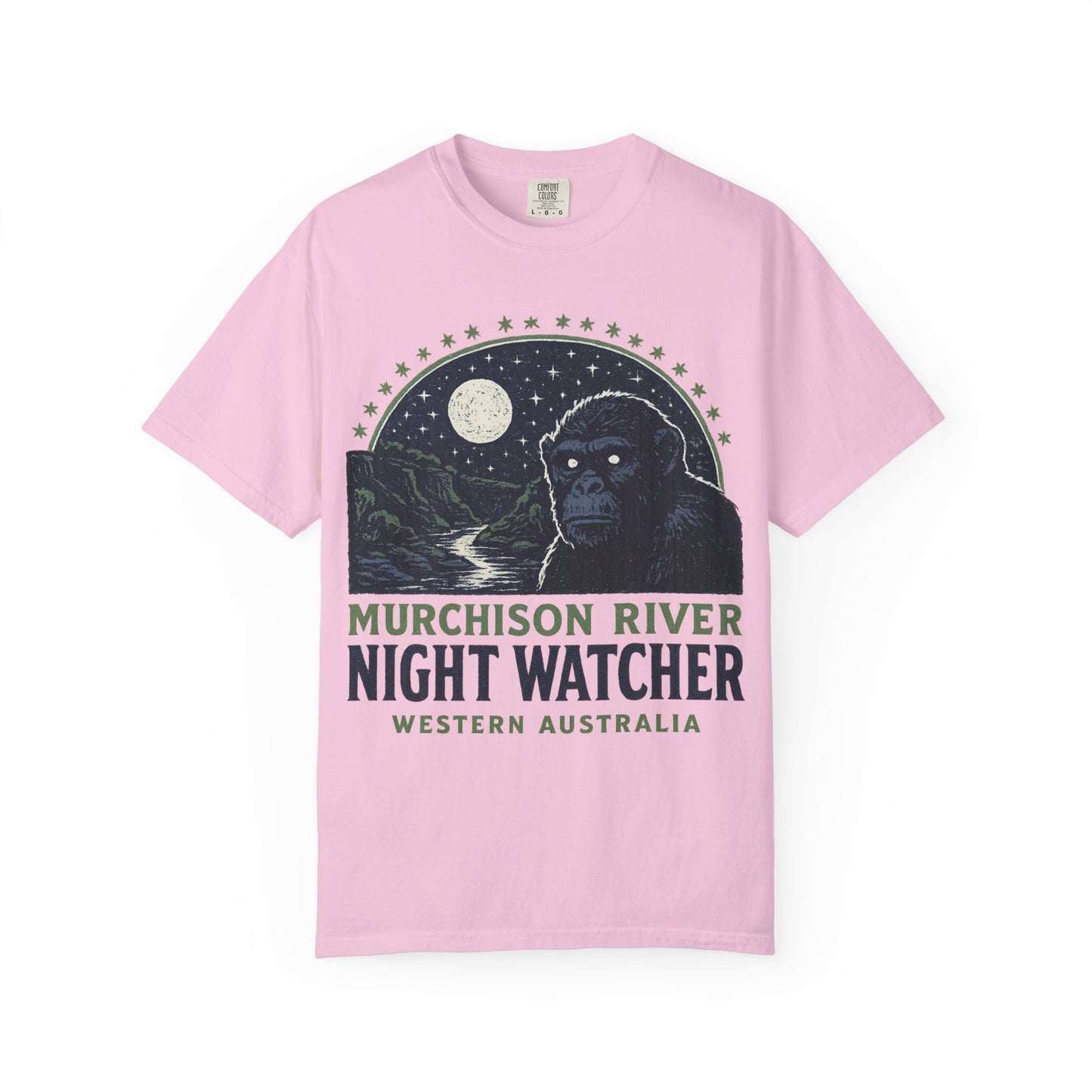 Night Watcher T-Shirt, Unisex Garment-Dyed Tee, Gorilla Graphic Shirt, Adventure Apparel, Casual Wear, Gift for Nature Lovers