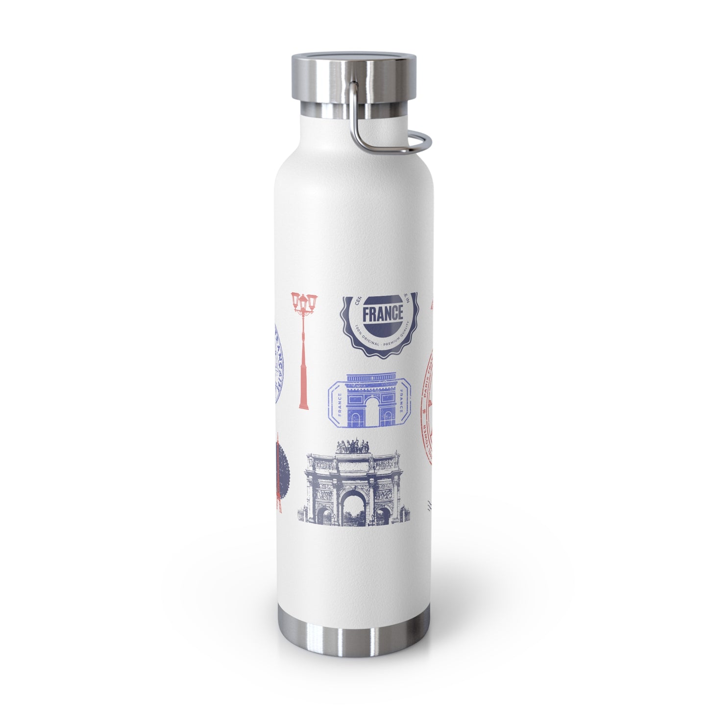 Insulated Bottle - Travel to Paris Passport Stamped, 22oz