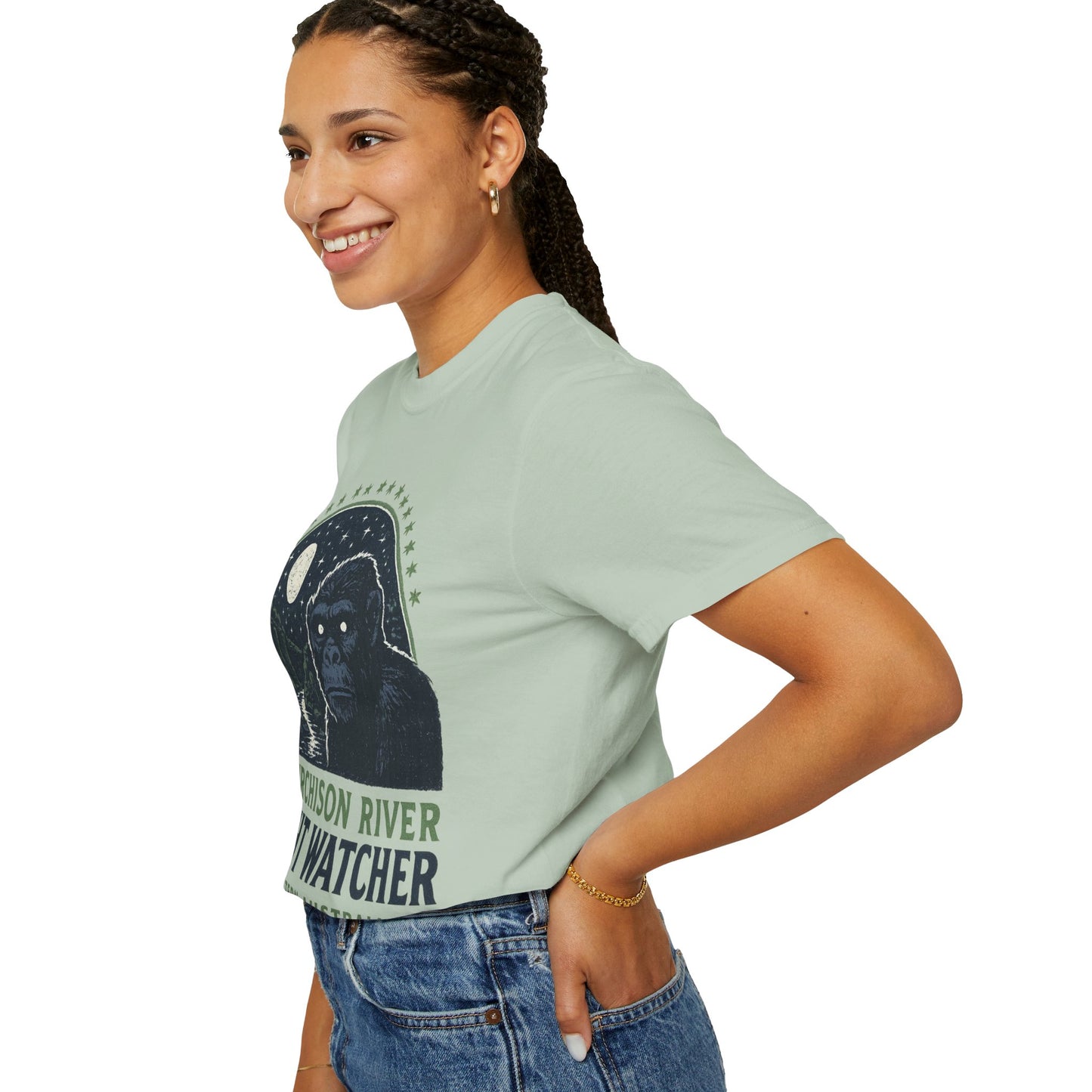 Night Watcher T-Shirt, Unisex Garment-Dyed Tee, Gorilla Graphic Shirt, Adventure Apparel, Casual Wear, Gift for Nature Lovers