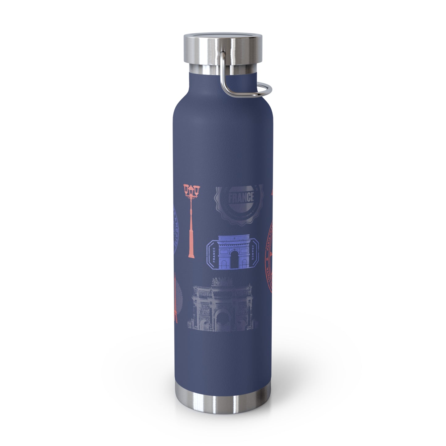 Insulated Bottle - Travel to Paris Passport Stamped, 22oz